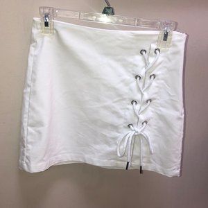 White Lace-Up Skirt